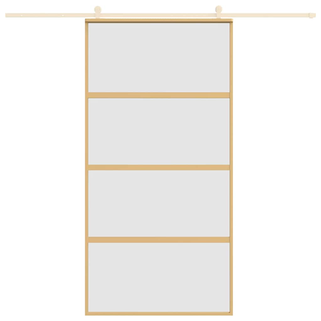 vidaXL Sliding Door Gold 102.5x205 cm Frosted ESG Glass and Aluminium