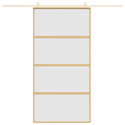 vidaXL Sliding Door Gold 102.5x205 cm Frosted ESG Glass and Aluminium