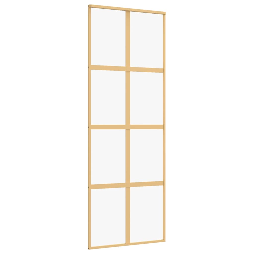 vidaXL Sliding Door Gold 76x205 cm Clear ESG Glass and Aluminium