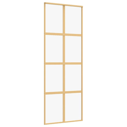 vidaXL Sliding Door Gold 76x205 cm Clear ESG Glass and Aluminium