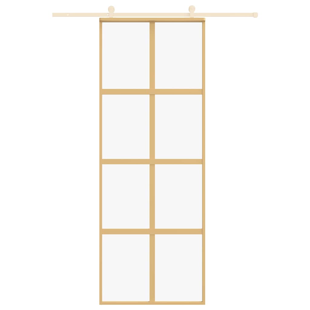 vidaXL Sliding Door Gold 76x205 cm Clear ESG Glass and Aluminium