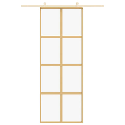 vidaXL Sliding Door Gold 76x205 cm Clear ESG Glass and Aluminium