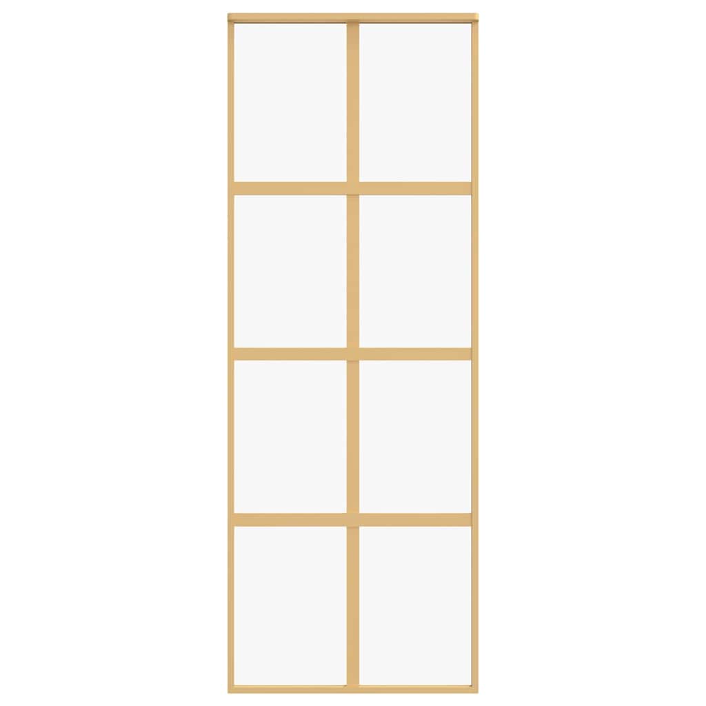 vidaXL Sliding Door Gold 76x205 cm Clear ESG Glass and Aluminium