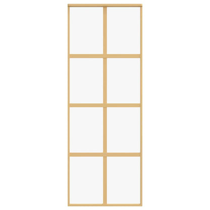 vidaXL Sliding Door Gold 76x205 cm Clear ESG Glass and Aluminium
