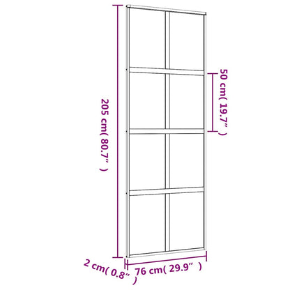 vidaXL Sliding Door Gold 76x205 cm Clear ESG Glass and Aluminium