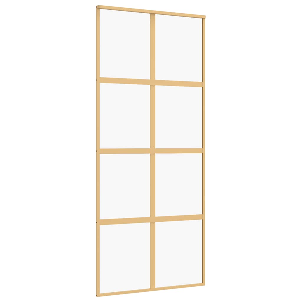 vidaXL Sliding Door Gold 90x205 cm Clear ESG Glass and Aluminium