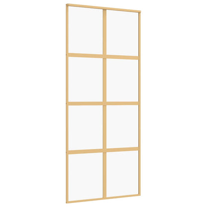 vidaXL Sliding Door Gold 90x205 cm Clear ESG Glass and Aluminium
