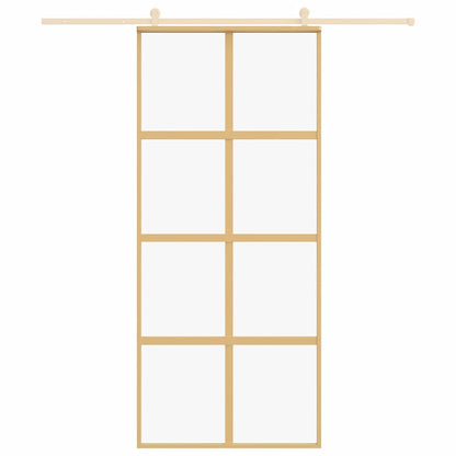 vidaXL Sliding Door Gold 90x205 cm Clear ESG Glass and Aluminium