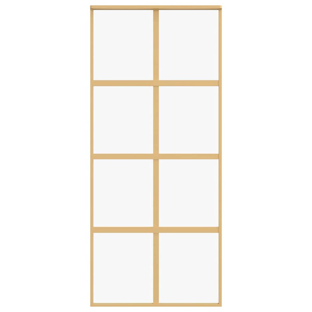 vidaXL Sliding Door Gold 90x205 cm Clear ESG Glass and Aluminium