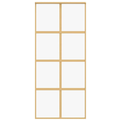 vidaXL Sliding Door Gold 90x205 cm Clear ESG Glass and Aluminium