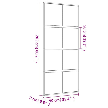 vidaXL Sliding Door Gold 90x205 cm Clear ESG Glass and Aluminium