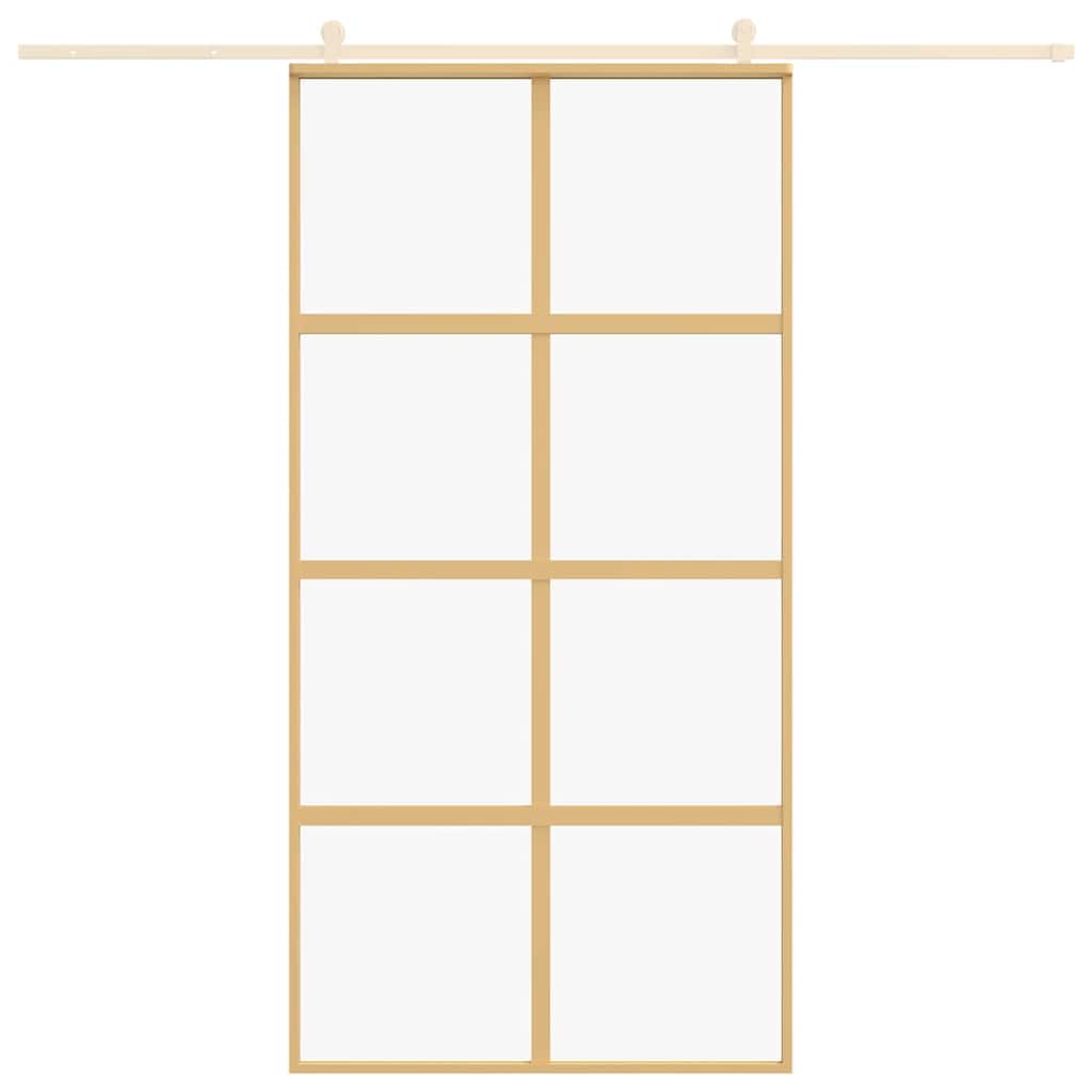 vidaXL Sliding Door Gold 102.5x205 cm Clear ESG Glass and Aluminium