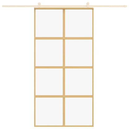 vidaXL Sliding Door Gold 102.5x205 cm Clear ESG Glass and Aluminium