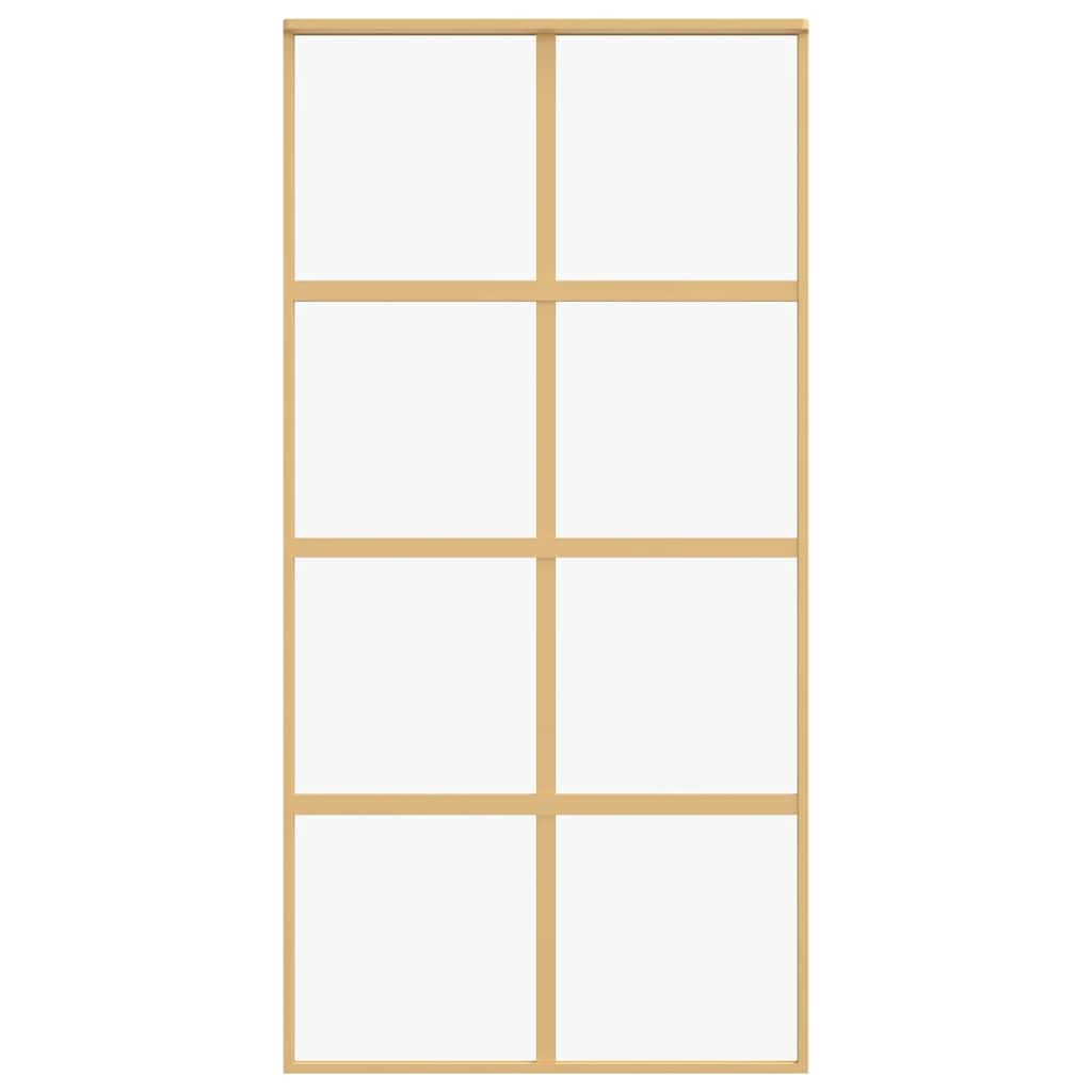 vidaXL Sliding Door Gold 102.5x205 cm Clear ESG Glass and Aluminium