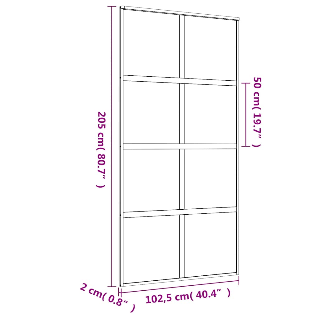 vidaXL Sliding Door Gold 102.5x205 cm Clear ESG Glass and Aluminium