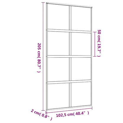 vidaXL Sliding Door Gold 102.5x205 cm Clear ESG Glass and Aluminium
