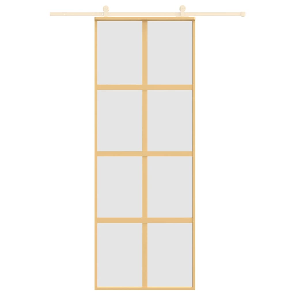 vidaXL Sliding Door Gold 76x205 cm Frosted ESG Glass and Aluminium