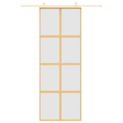 vidaXL Sliding Door Gold 76x205 cm Frosted ESG Glass and Aluminium