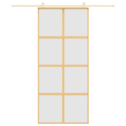 vidaXL Sliding Door Gold 90x205 cm Frosted ESG Glass and Aluminium