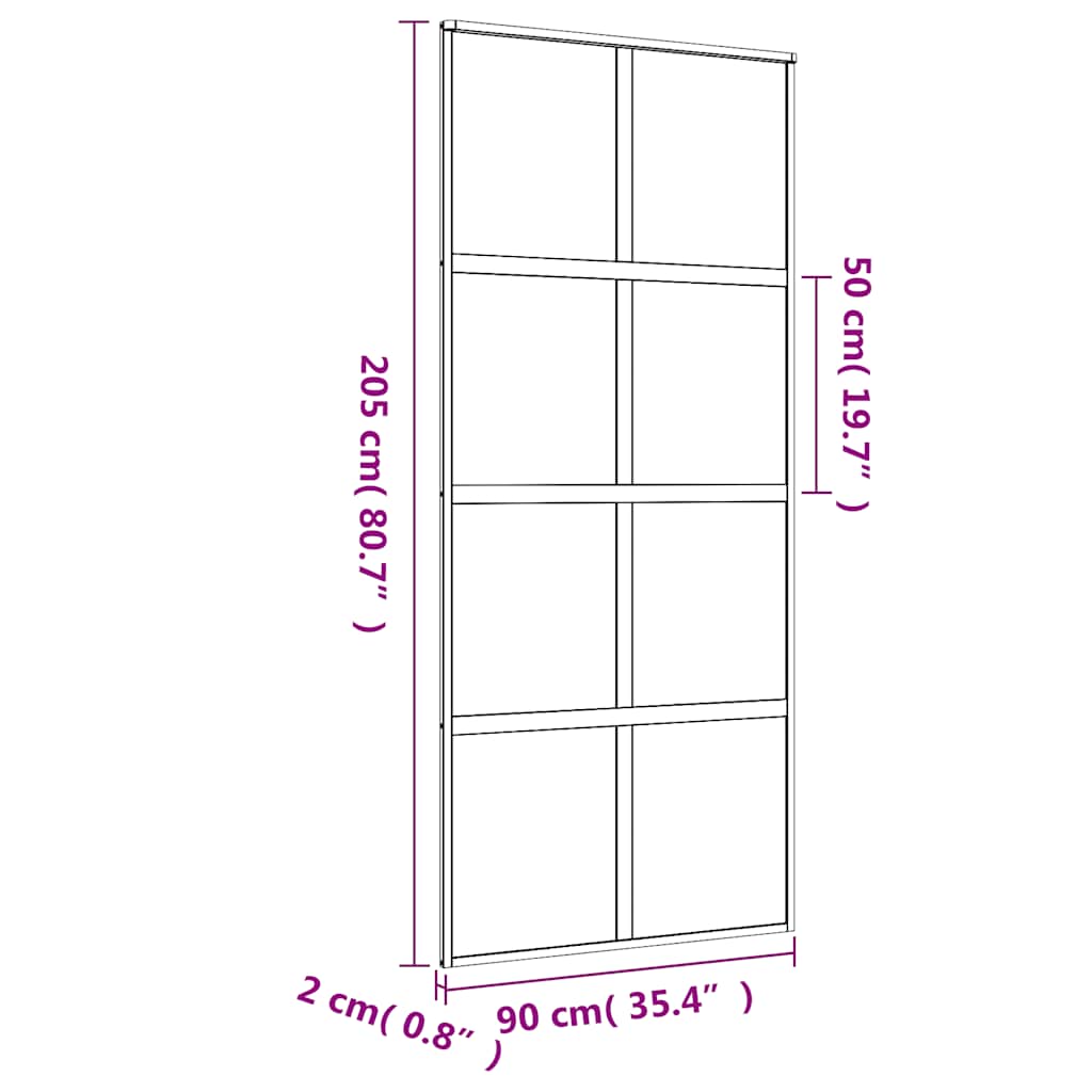 vidaXL Sliding Door Gold 90x205 cm Frosted ESG Glass and Aluminium