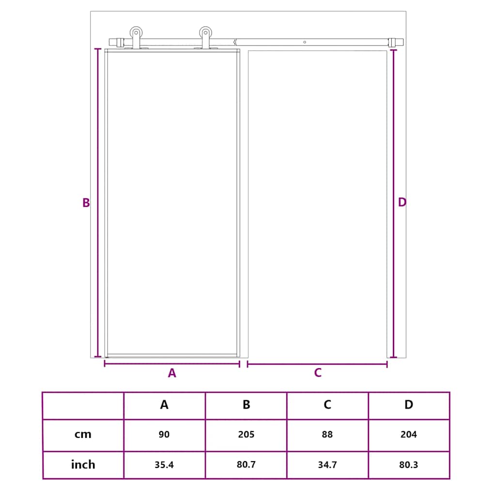 vidaXL Sliding Door Gold 90x205 cm Frosted ESG Glass and Aluminium