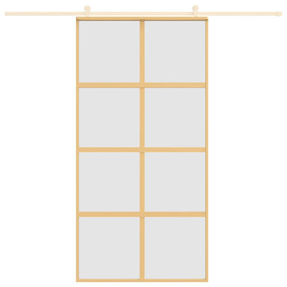 vidaXL Sliding Door Gold 102.5x205 cm Frosted ESG Glass and Aluminium