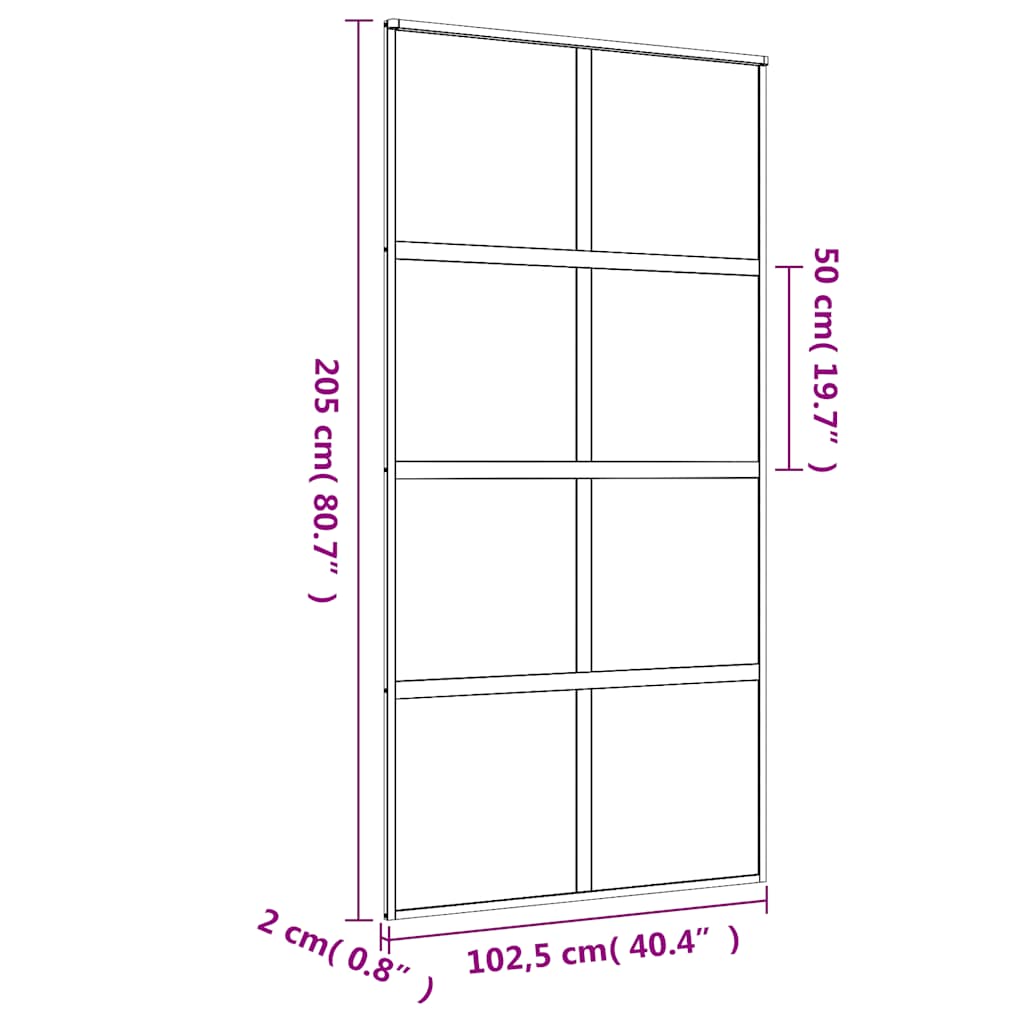 vidaXL Sliding Door Gold 102.5x205 cm Frosted ESG Glass and Aluminium