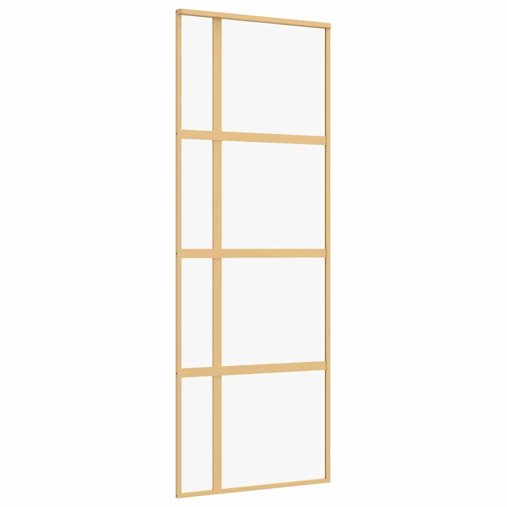 vidaXL Sliding Door Gold 76x205 cm Clear ESG Glass and Aluminium