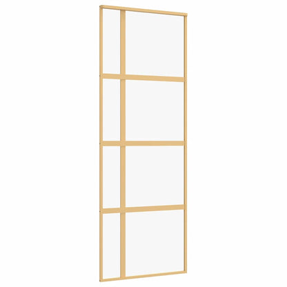 vidaXL Sliding Door Gold 76x205 cm Clear ESG Glass and Aluminium