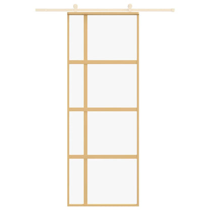 vidaXL Sliding Door Gold 76x205 cm Clear ESG Glass and Aluminium