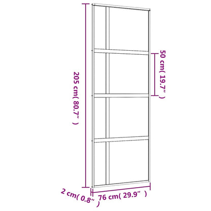 vidaXL Sliding Door Gold 76x205 cm Clear ESG Glass and Aluminium