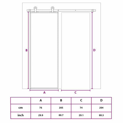 vidaXL Sliding Door Gold 76x205 cm Clear ESG Glass and Aluminium