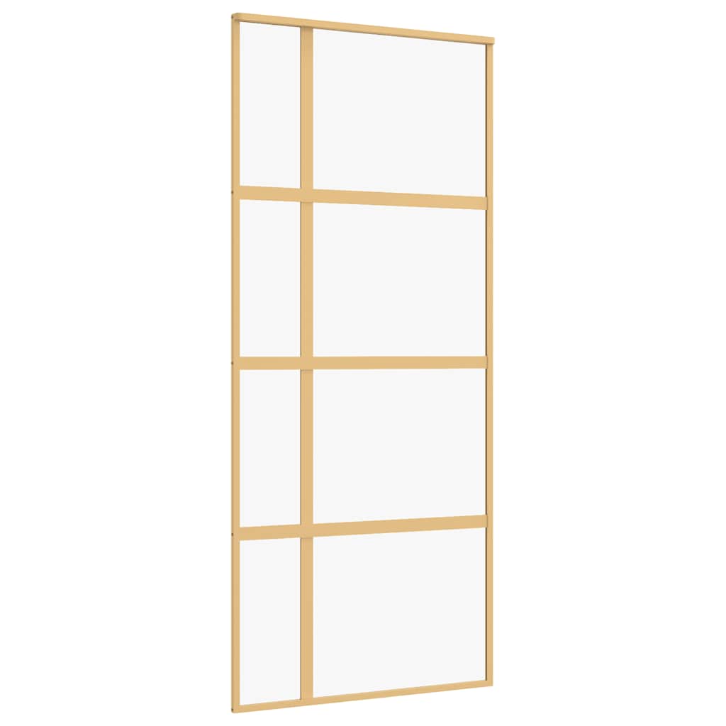 vidaXL Sliding Door Gold 90x205 cm Clear ESG Glass and Aluminium