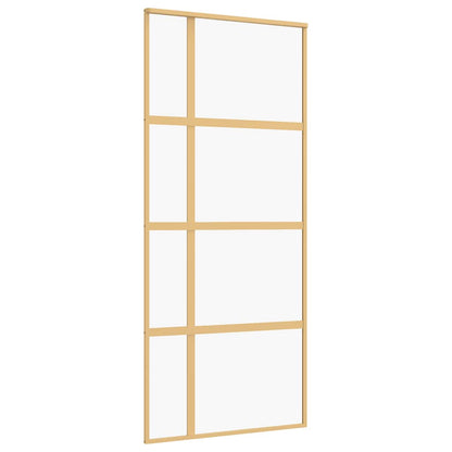 vidaXL Sliding Door Gold 90x205 cm Clear ESG Glass and Aluminium