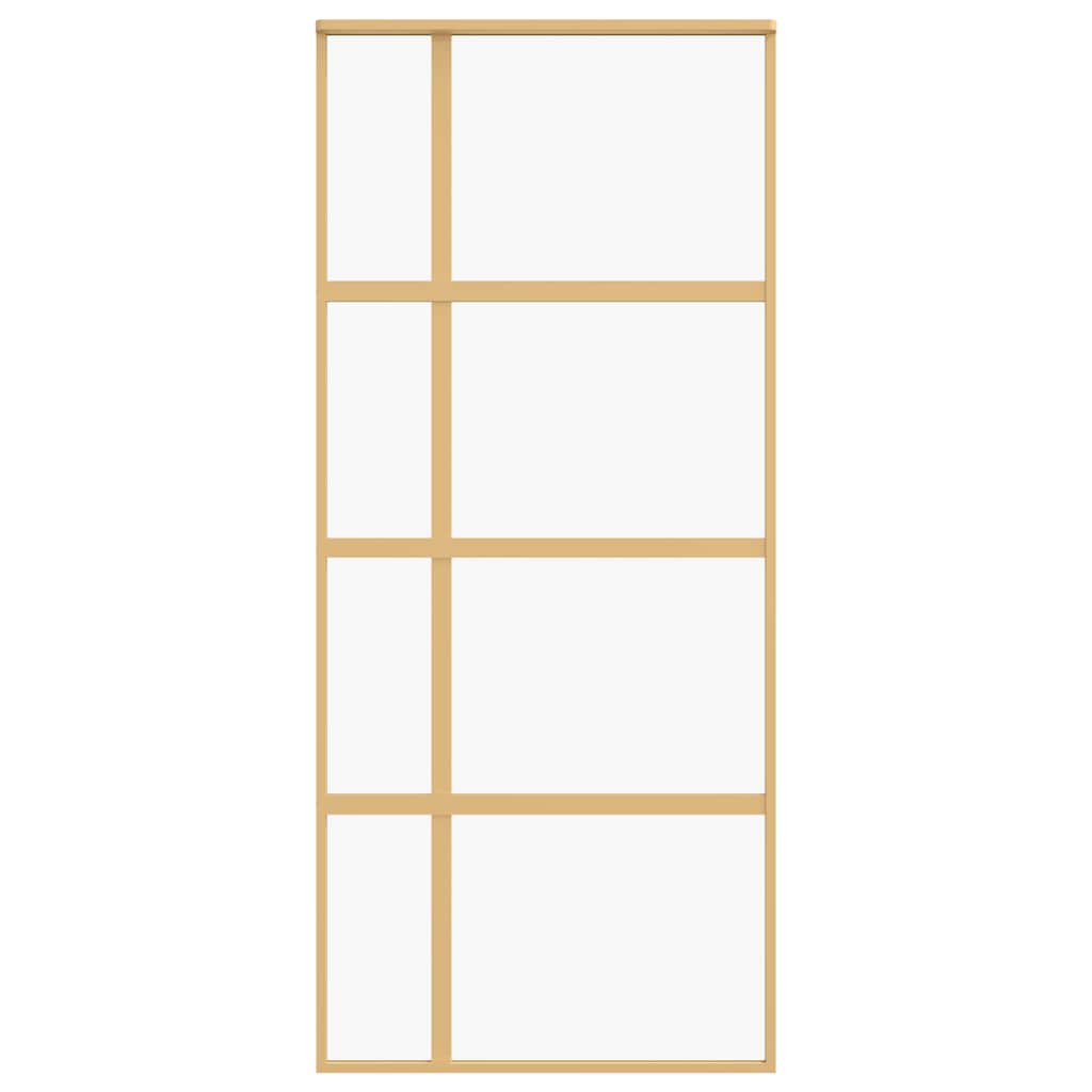 vidaXL Sliding Door Gold 90x205 cm Clear ESG Glass and Aluminium