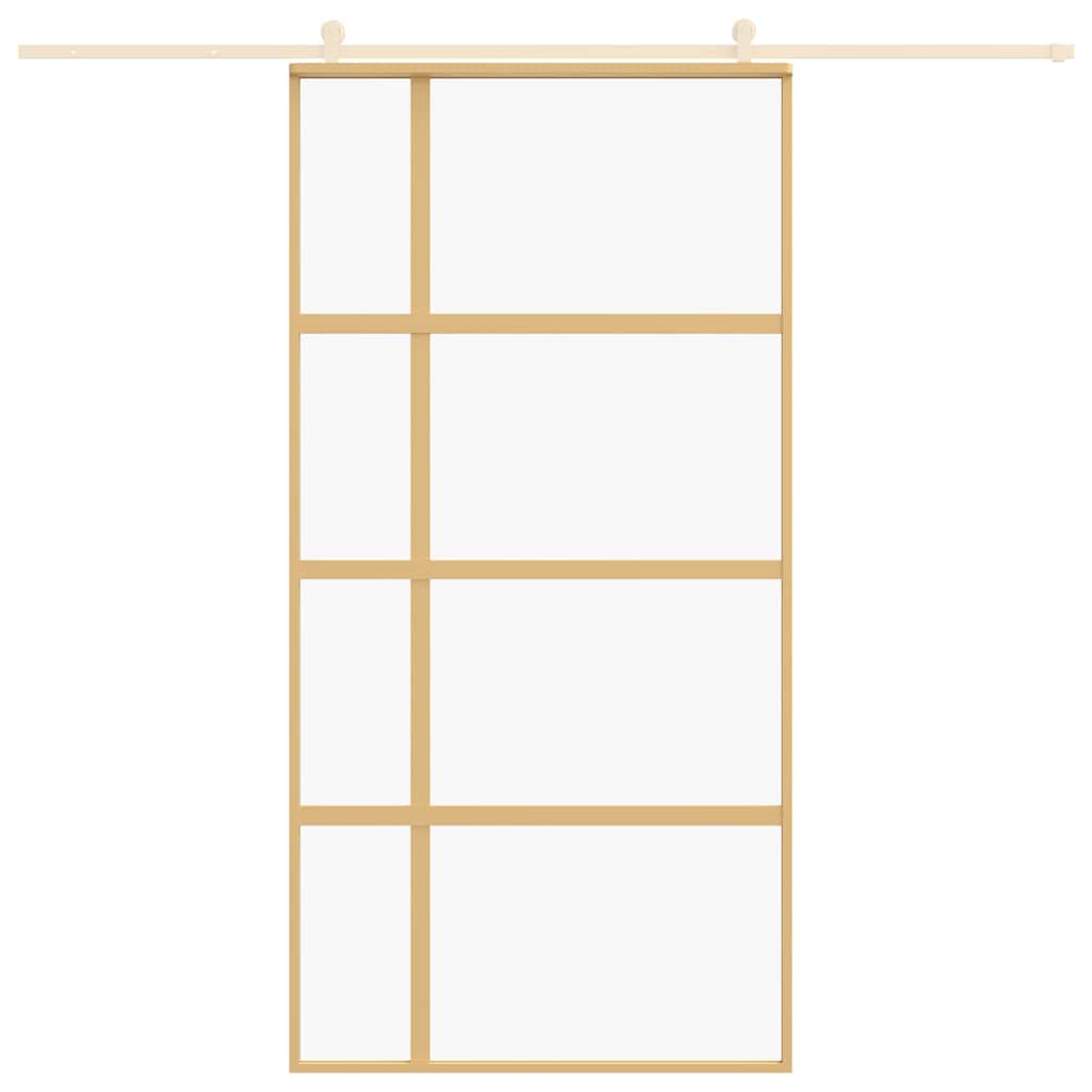 vidaXL Sliding Door Gold 102.5x205 cm Clear ESG Glass and Aluminium