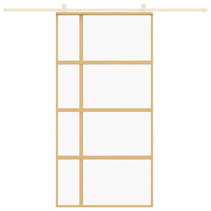 vidaXL Sliding Door Gold 102.5x205 cm Clear ESG Glass and Aluminium