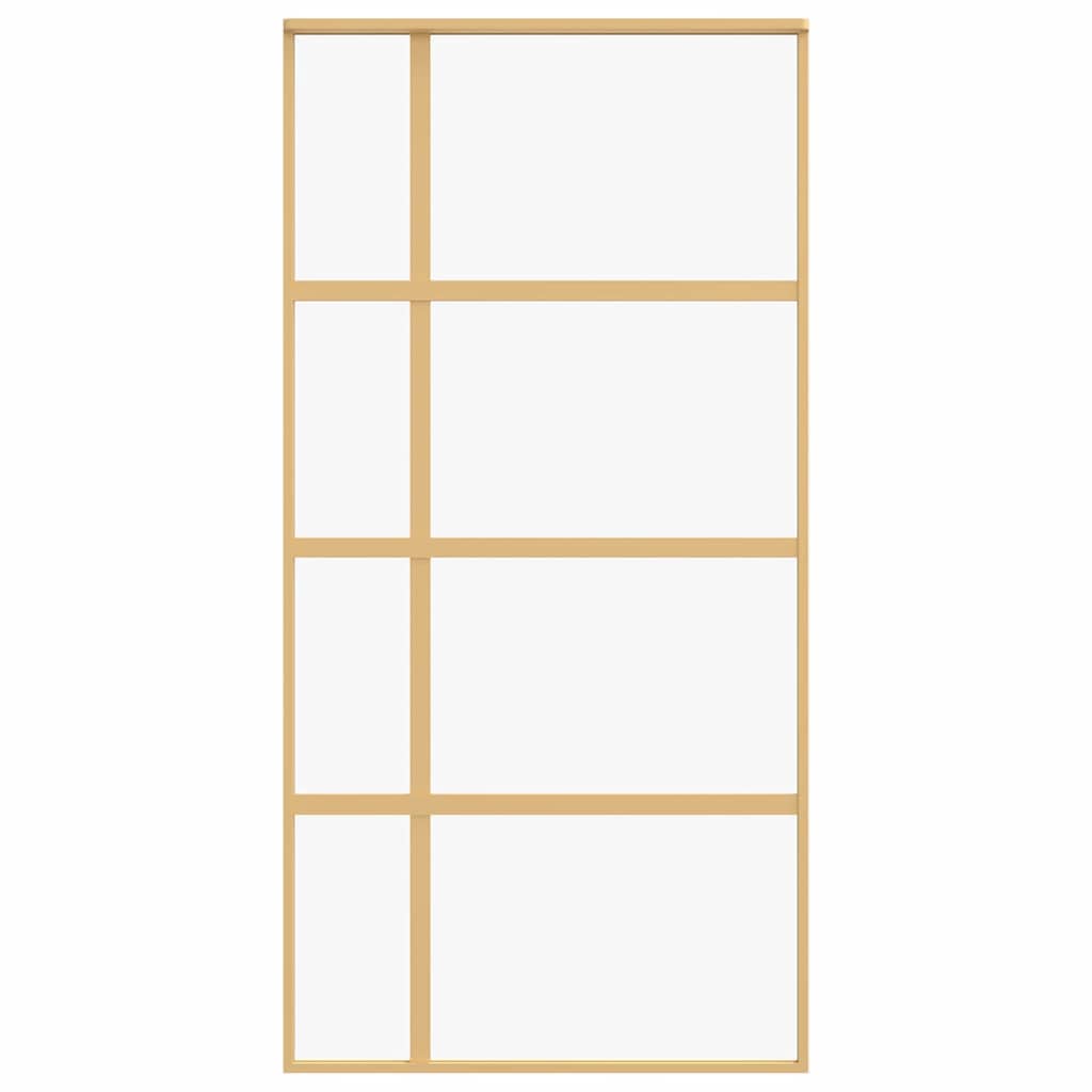 vidaXL Sliding Door Gold 102.5x205 cm Clear ESG Glass and Aluminium