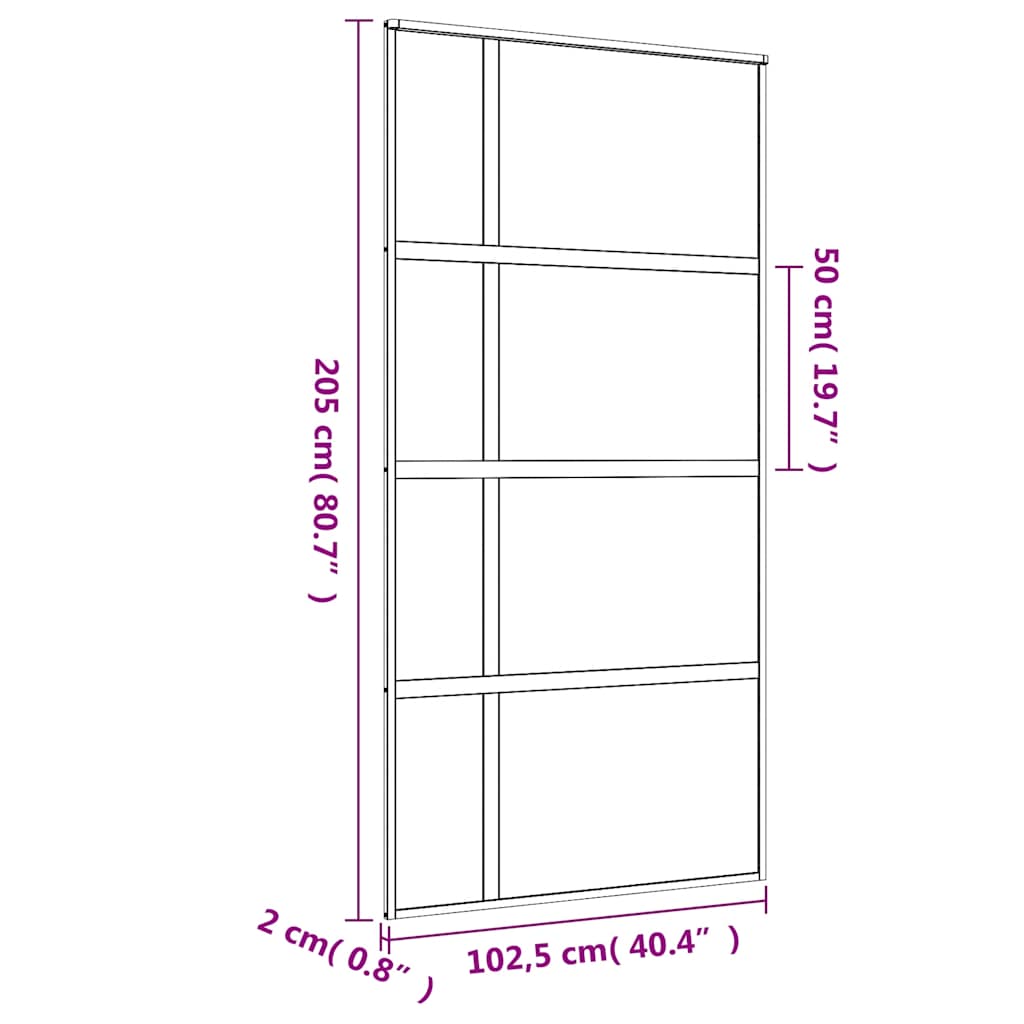 vidaXL Sliding Door Gold 102.5x205 cm Clear ESG Glass and Aluminium