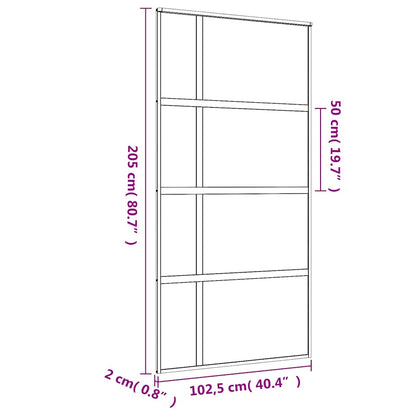 vidaXL Sliding Door Gold 102.5x205 cm Clear ESG Glass and Aluminium