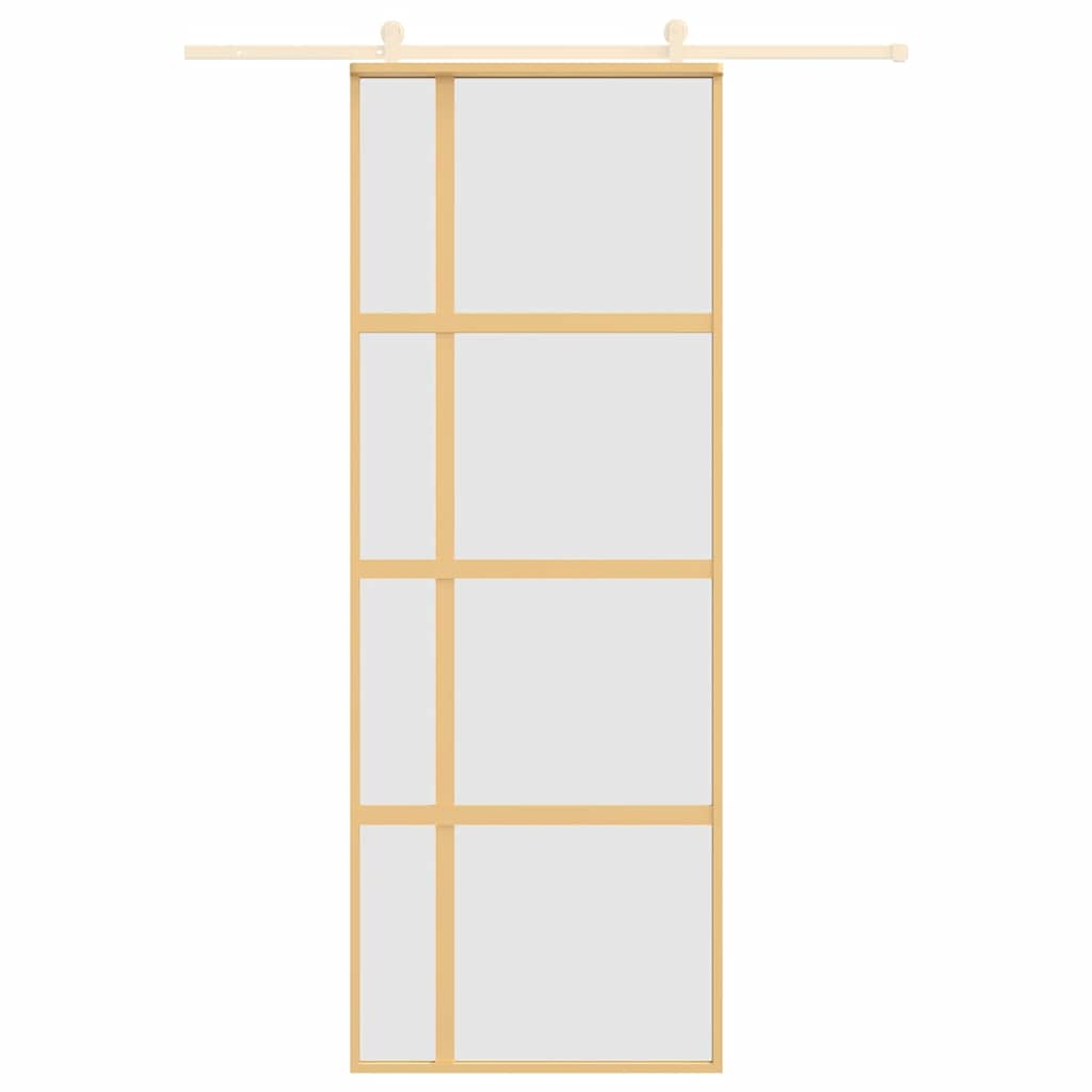 vidaXL Sliding Door Gold 76x205 cm Frosted ESG Glass and Aluminium