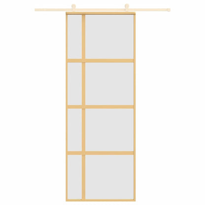 vidaXL Sliding Door Gold 76x205 cm Frosted ESG Glass and Aluminium