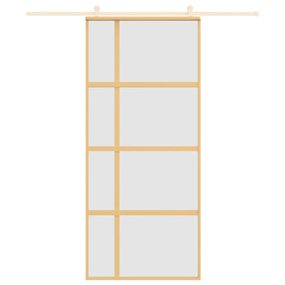 vidaXL Sliding Door Gold 90x205 cm Frosted ESG Glass and Aluminium