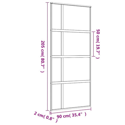 vidaXL Sliding Door Gold 90x205 cm Frosted ESG Glass and Aluminium