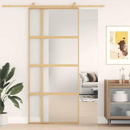 vidaXL Sliding Door Gold 90x205 cm Frosted ESG Glass and Aluminium