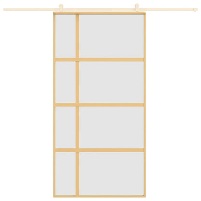 vidaXL Sliding Door Gold 102.5x205 cm Frosted ESG Glass and Aluminium