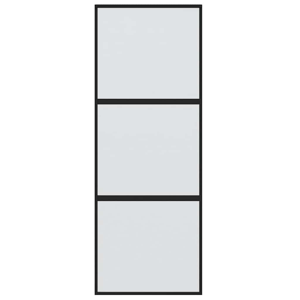 vidaXL Sliding Door Black 76x205 cm Tempered Glass and Aluminium