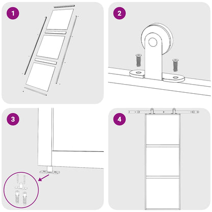 vidaXL Sliding Door Black 76x205 cm Tempered Glass and Aluminium