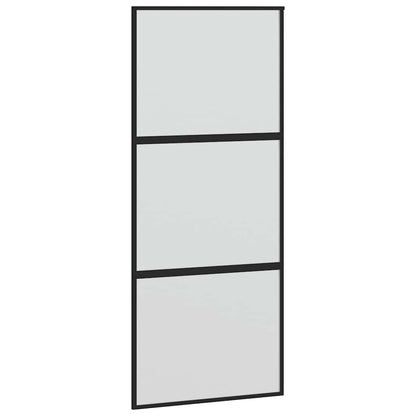vidaXL Sliding Door Black 90x205 cm Tempered Glass and Aluminium