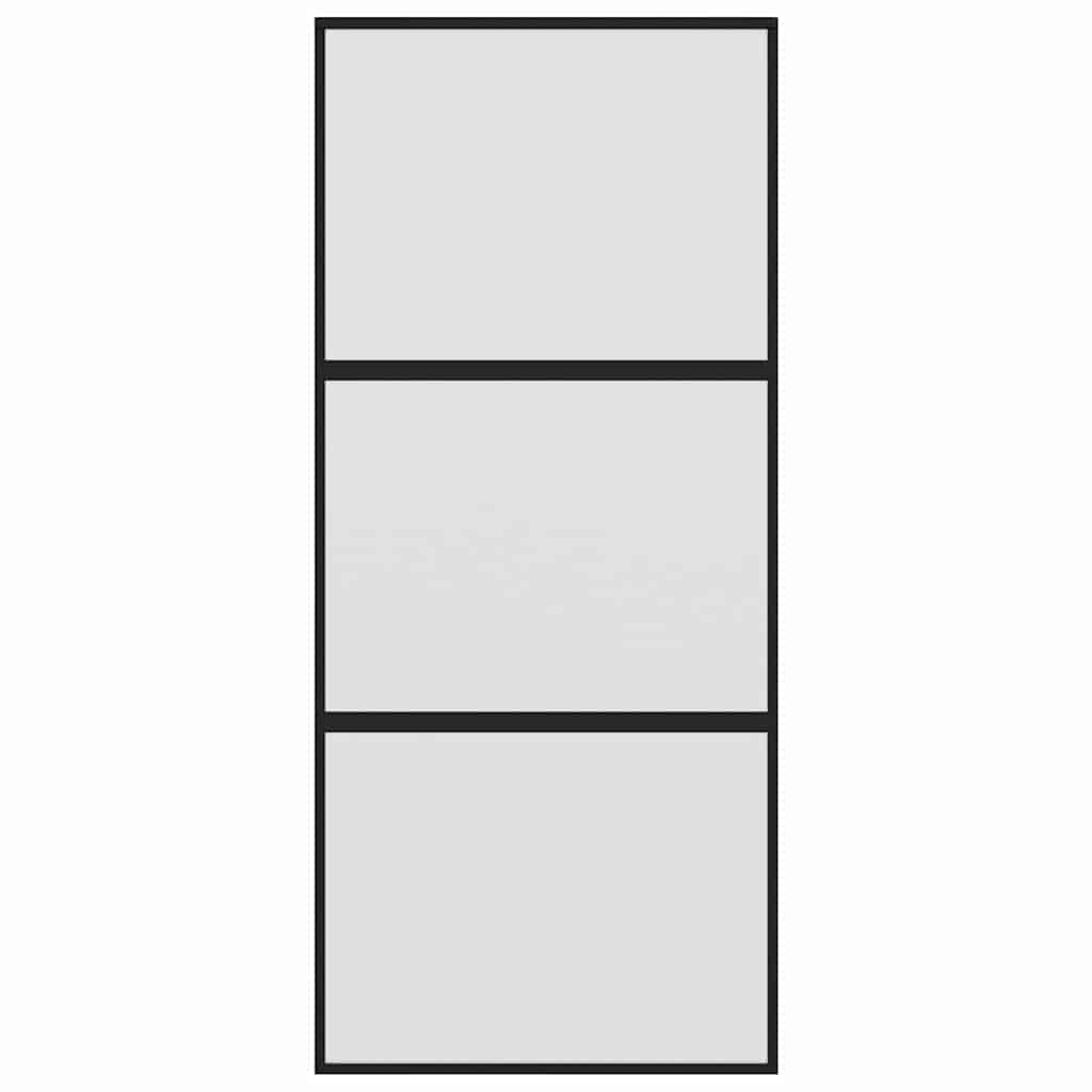 vidaXL Sliding Door Black 90x205 cm Tempered Glass and Aluminium